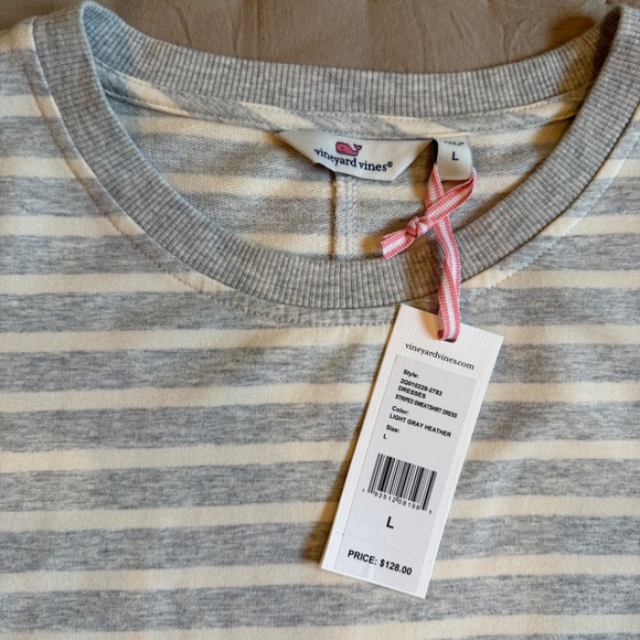 Vineyard Vines Grey and Cream Stripe Dress - Picture 3 of 5